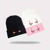 Scary Eyes Embroidery Beanie Horror Elastic Knit Hat Hip Hop Lightweight Skull Hat Coldproof Warm Ski Hats For Women Men