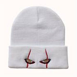 Scary Eyes Embroidery Beanie Horror Elastic Knit Hat Hip Hop Lightweight Skull Hat Coldproof Warm Ski Hats For Women Men