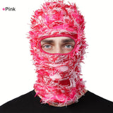 Stay Warm and Stylish with this Solid Color Distressed Balaclava Mask 2023 Winter