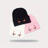 Scary Eyes Embroidery Beanie Horror Elastic Knit Hat Hip Hop Lightweight Skull Hat Coldproof Warm Ski Hats For Women Men