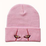 Scary Eyes Embroidery Beanie Horror Elastic Knit Hat Hip Hop Lightweight Skull Hat Coldproof Warm Ski Hats For Women Men