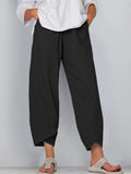 Loose Pocket Pants. Casual Elastic Waist Solid Fashion Comfy Spring & Summer Pants. Women's Clothing