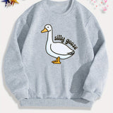 Silly Goose Pattern Print Sweatshirt For Kids Boys - Keep Your Little One Warm And Trendy!