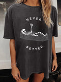 Women's T-shirt Halloween Casual Crew Neck Vintage Skull Print Short Sleeve Loose Fashion T-shirt