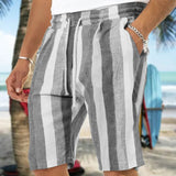 Men's Casual Lightweight Drawstring Elastic Waist Beach Shorts With Pockets