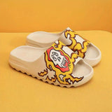 Women's Cartoon Print Pillow Slides, Open Toe Non-slip EVA Slippers, Indoor & Outdoor Shoes