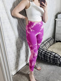 Women's Tie Dye Yoga Leggings - Seamless Knitted Butt Lifting Workout Pants For Activewear