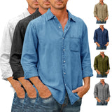 🌞Summer promotion 50% OFF🔥Runcati Mens Denim Long Sleeve Button Down Shirt✨Buy 2 Free Shipping