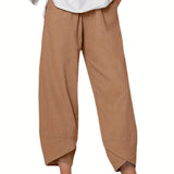 Loose Pocket Pants. Casual Elastic Waist Solid Fashion Comfy Spring & Summer Pants. Women's Clothing