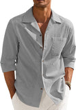 Men's Cotton Linen Shirts Long Sleeve Casual Buttton Down Shirts Beach Top