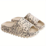 Women's Cartoon Print Pillow Slides, Open Toe Non-slip EVA Slippers, Indoor & Outdoor Shoes