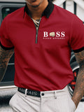 Casual Color Contrast Men'S Zipper Polo