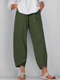 Loose Pocket Pants. Casual Elastic Waist Solid Fashion Comfy Spring & Summer Pants. Women's Clothing