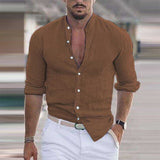 Men Solid Color Long Sleeve Cotton Linen Shirts