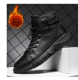 🎁Christmas Gifts Handmade Cowhide Leather Boots All Black