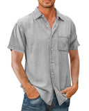 🔥Men's Denim Short Sleeve Button Down Shirt