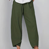 Loose Pocket Pants. Casual Elastic Waist Solid Fashion Comfy Spring & Summer Pants. Women's Clothing