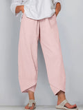 Loose Pocket Pants. Casual Elastic Waist Solid Fashion Comfy Spring & Summer Pants. Women's Clothing