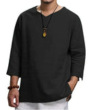 Men's Long-Sleeved V-Neck Linen Loose Shirt✨Buy 2 Free shipping