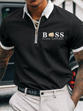 Casual Color Contrast Men'S Zipper Polo