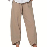 Loose Pocket Pants. Casual Elastic Waist Solid Fashion Comfy Spring & Summer Pants. Women's Clothing