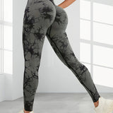 Tie Dye Butt Lifting Yoga Sports Leggings. High Waist Running  Tummy Control Tight Pants. Women's Activewear