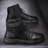 🎁Christmas Gifts Handmade Cowhide Leather Boots All Black