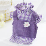 Daisy Two Piece Shirts  Pet Clothing Dogs Sweet Purple Cat Dog Clothes Costume Small Kitten Plaid Cute Summer Boy Yorkshire