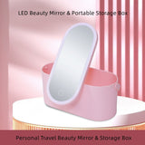 Travel Portable Makeup Organizer Box with LED Light Mirror